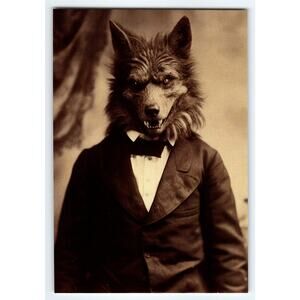 4x6 Halloween Photo Werewolf Man in Suit Glossy Paper Modern Print